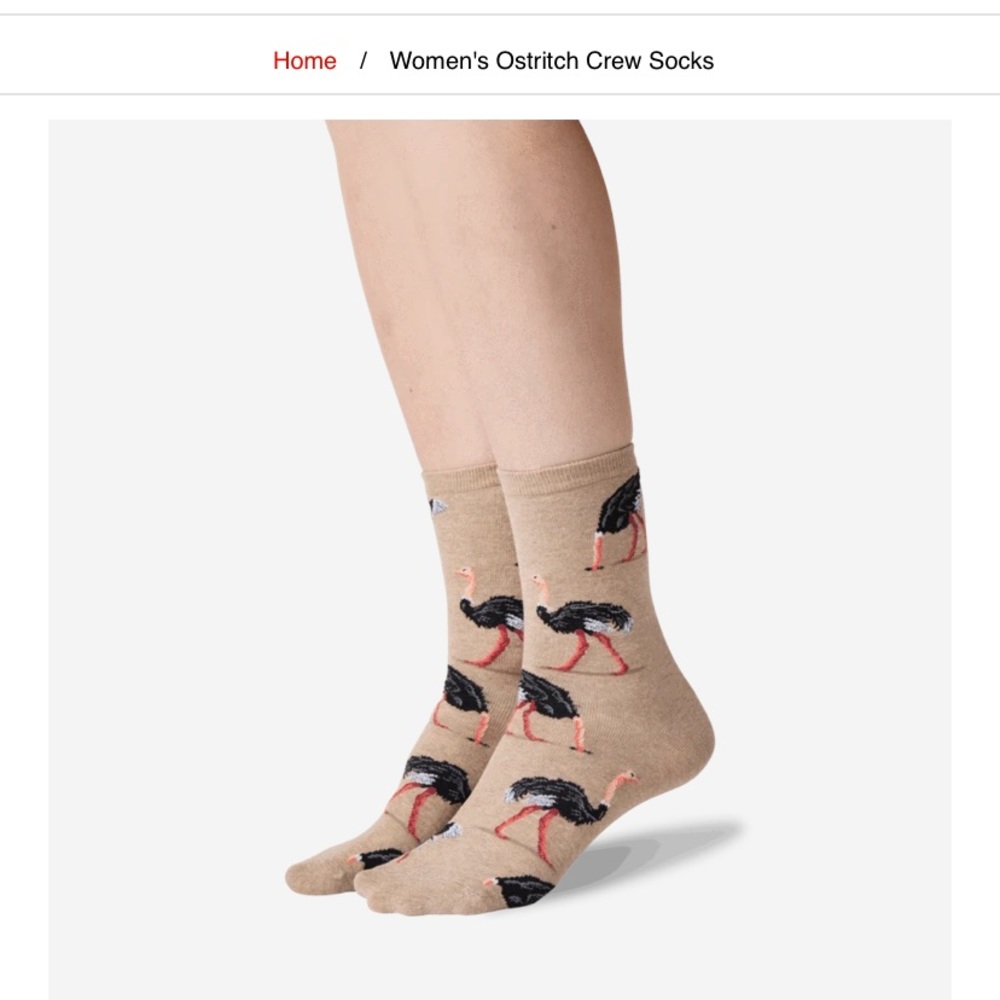 NWT HOT SOX - olive green with an ostrich pattern - Picture 2 of 4